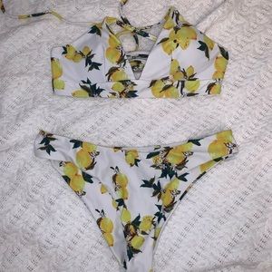 Zaful top and bottom lemon swim suit set